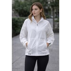 Reebok Women's Blue White Red Full Zip Colorblocked Logo Track Jacket XS